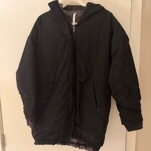 Athleta Vortex Reversible Down Jacket. Black/ Silver. Small